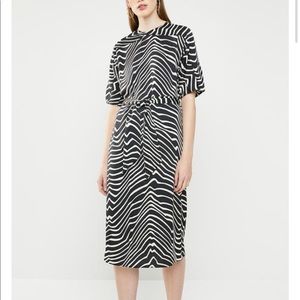 MANGO ZEBRA PRINT BLACK & WHITE MIDI DRESS